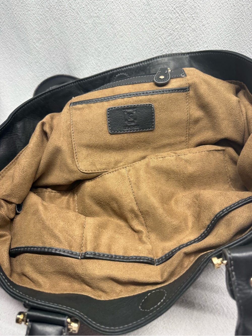 Timeless Black Leather Tote Hobo Bag Satchel Purse Classic Faux Suede Lining Mod - Picture 3 of 9